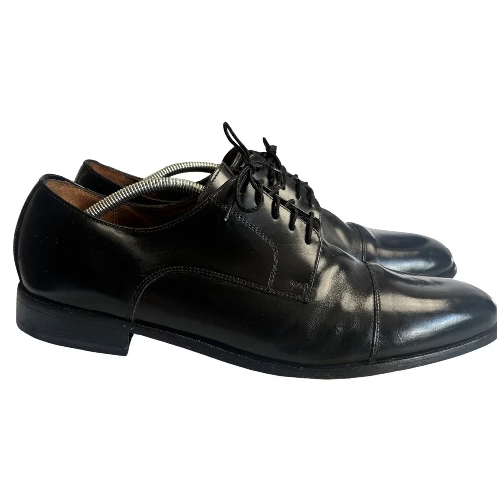 Florsheim Cap Toe Derby Shoes Mens 13 D Black Leather Lace Up Dress Loafer